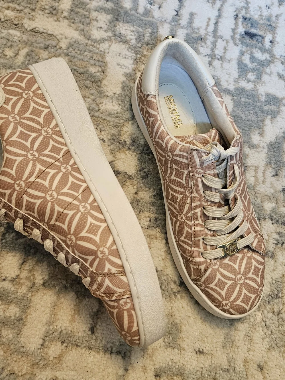 Michael Kors Women's Pink Beige Logo Sneakers